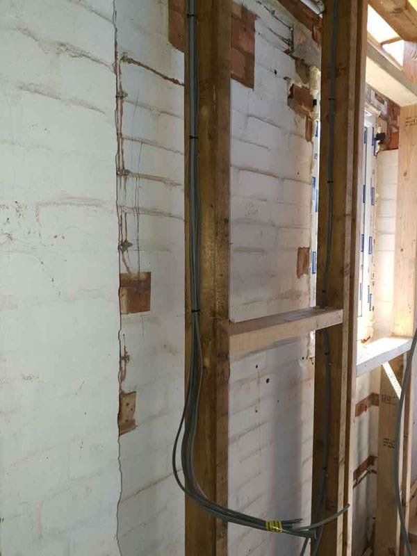 Fist fix in progress Cables clipped for light switch