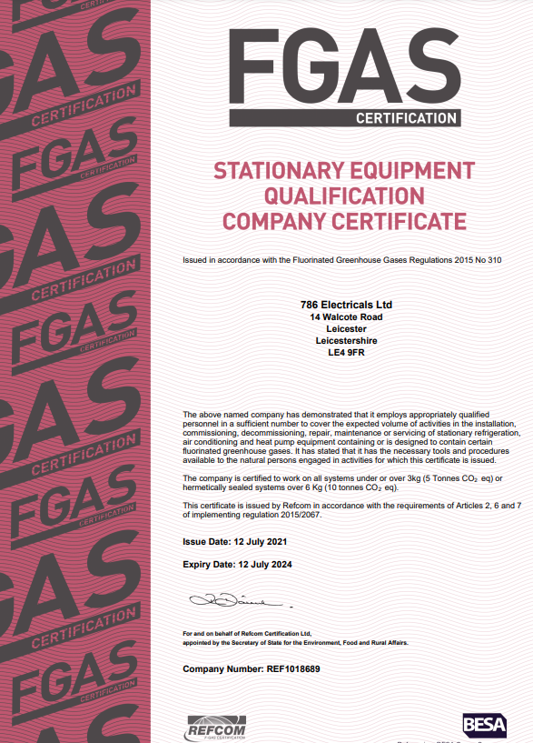 FGAS stationary equipment air conditioning