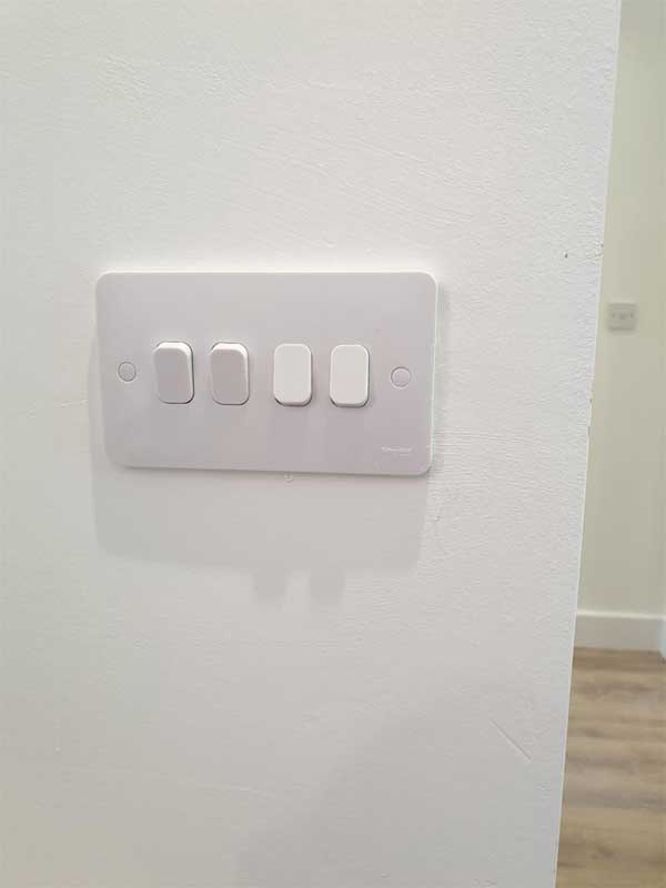 4 Gang switch  in white installed by professional electrician in Leicester