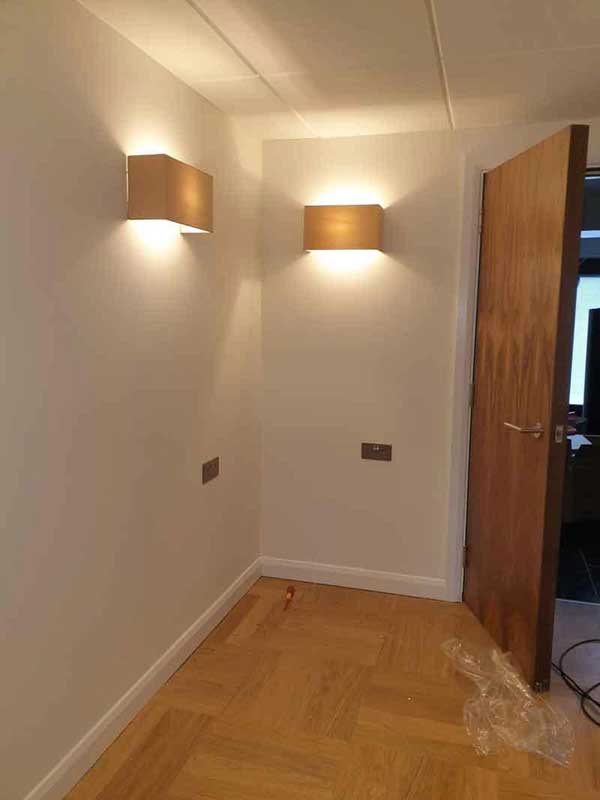 Wall lights supplied designed and fitted by NICEIC registered electrical contractor in Leicester