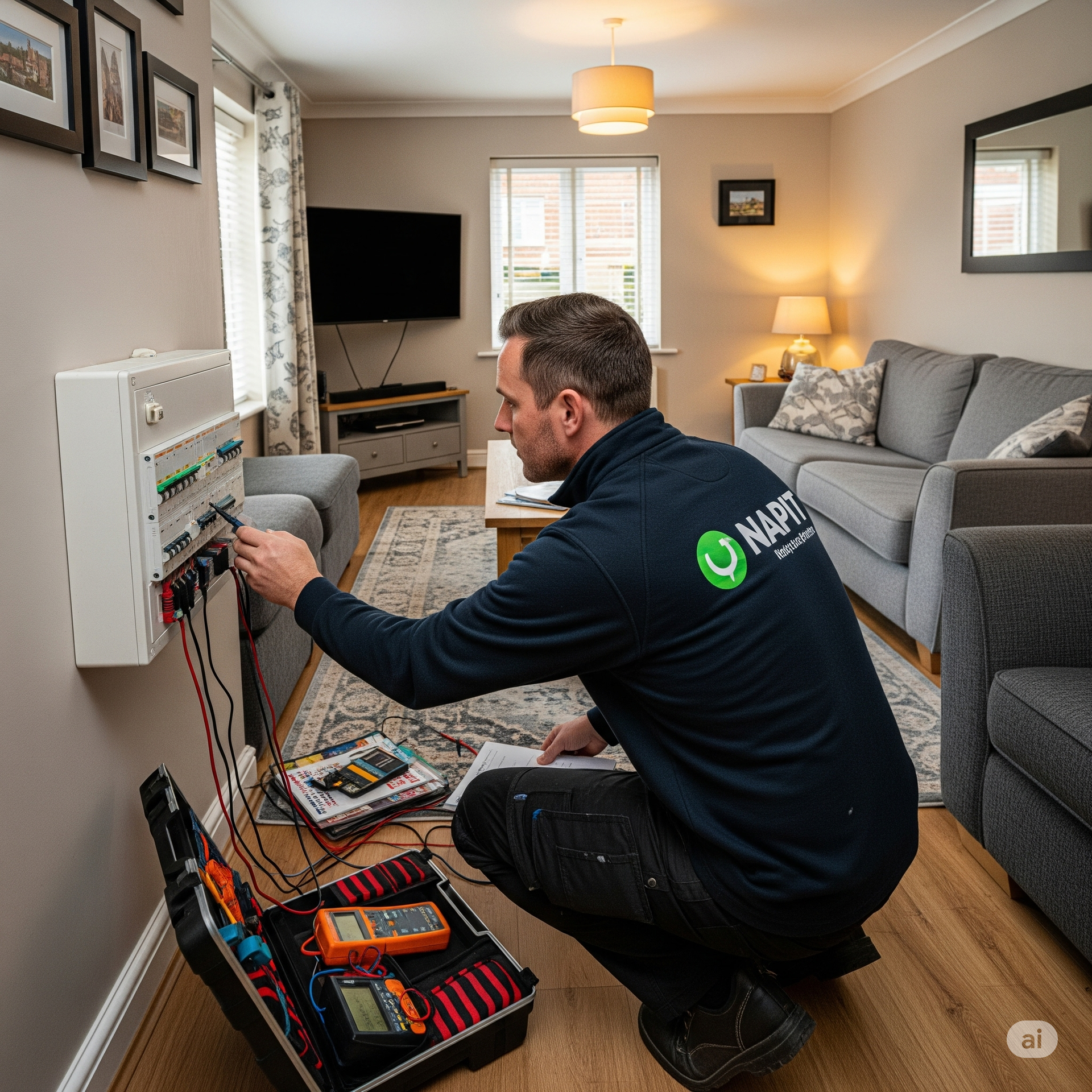 NAPIT registered electrician performing an EICR in Leicester