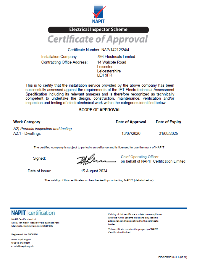 Napit certification of approval