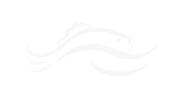 Pez blanco estilizado nadando en olas blancas.