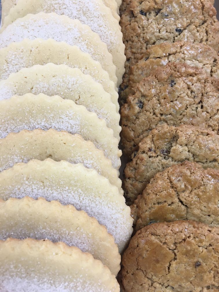 There are many different types of cookies in this picture.
