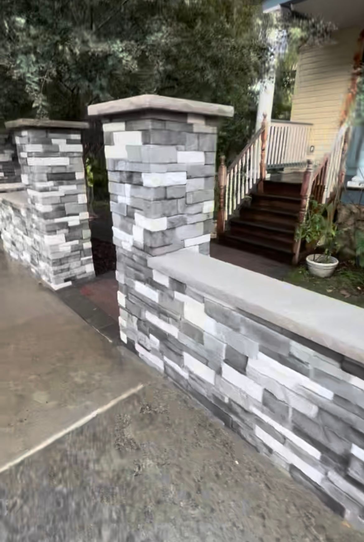 Stone Wall With A Fence — Staten Island, NY — J. Molfino Masonry