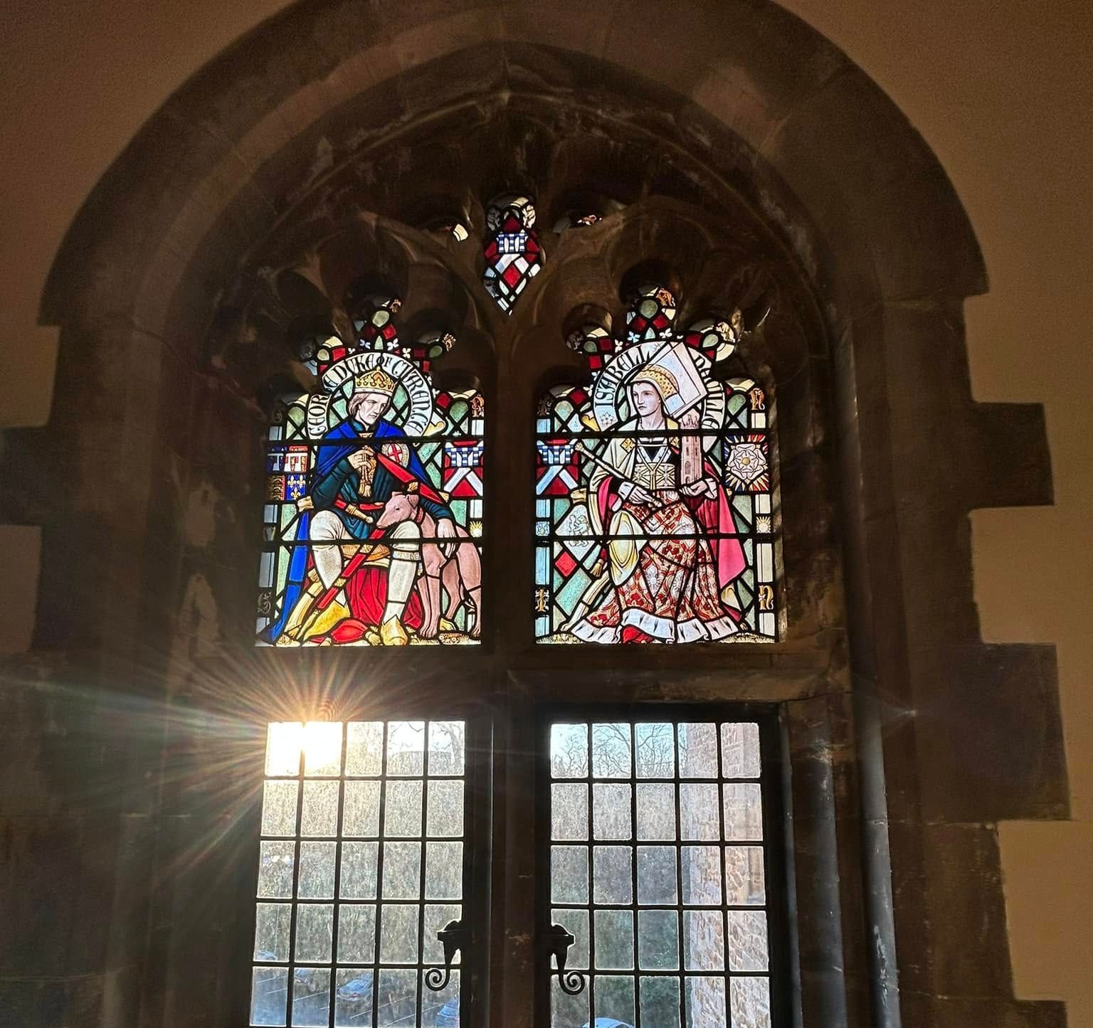 Staind glass windows in a building in Ireland