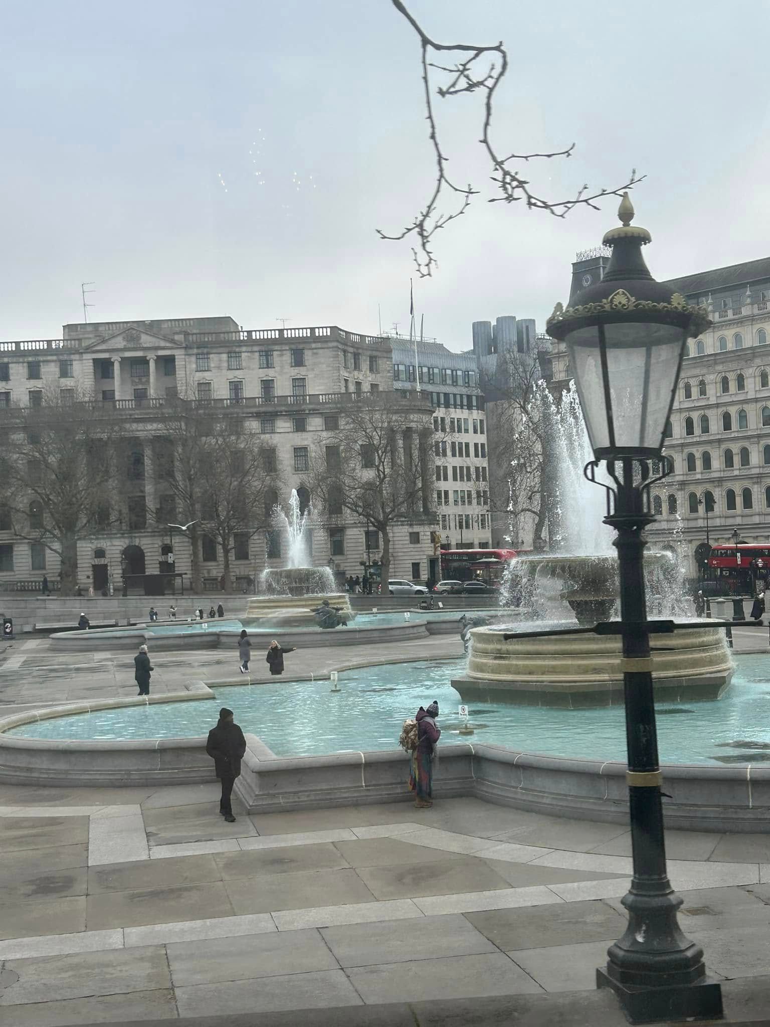 Two water fountains in Ireland in the city