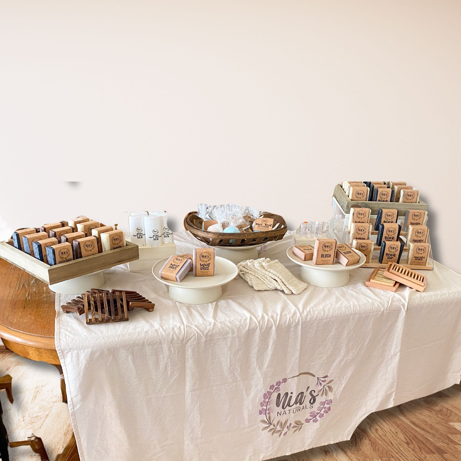 Vermont natural soap company Nia's Naturals set up for a market