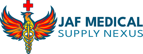 JAF Medical Supply Nexus logo with phoenix in multicolor