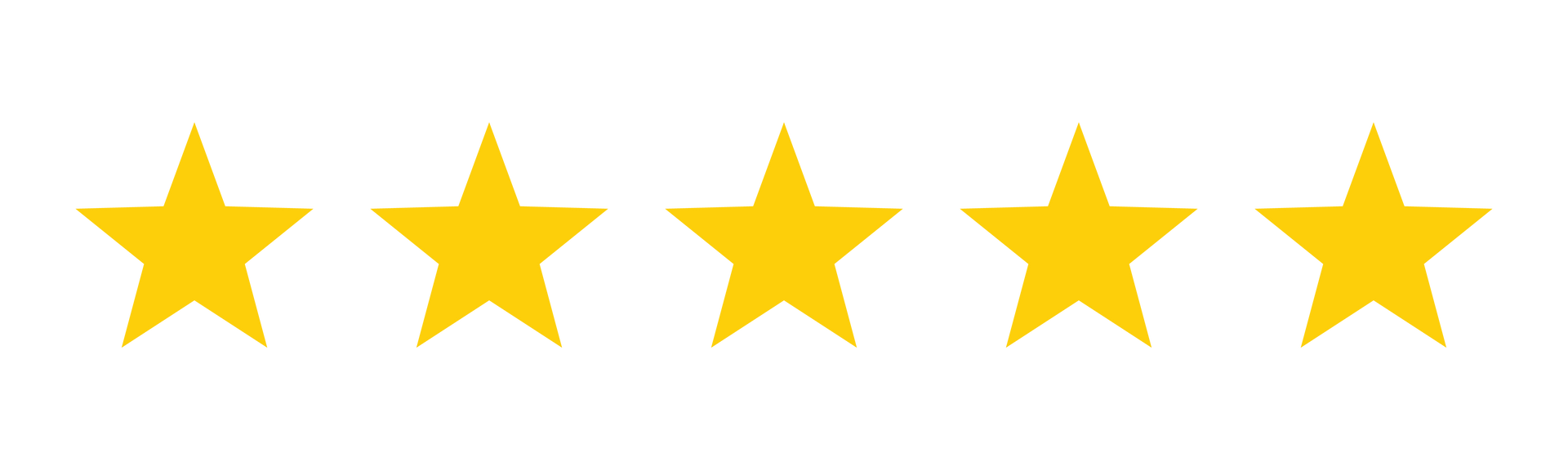 Five yellow stars arranged in a row.