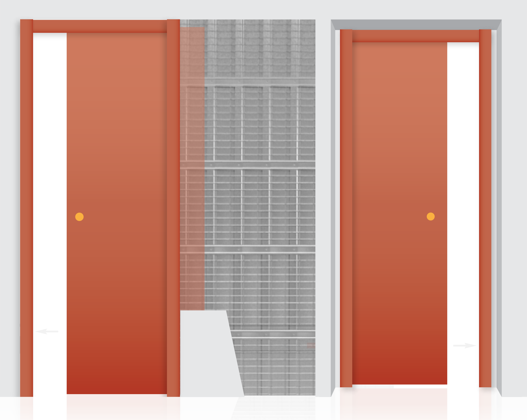 Controtelaio per porta scorrevole ad anta contrapposta su intonaco