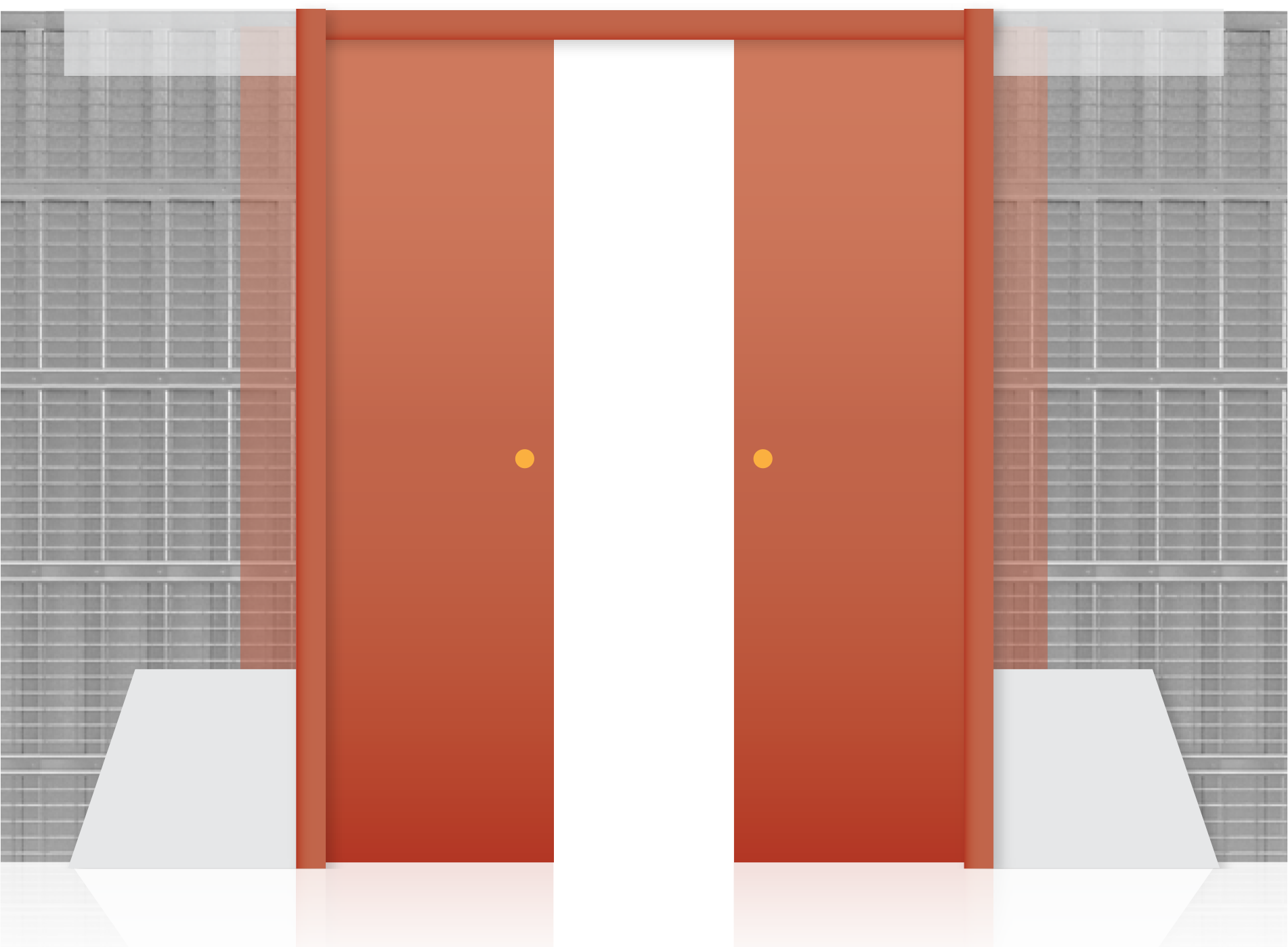 Controtelaio per porta scorrevole ad anta doppia su intonaco