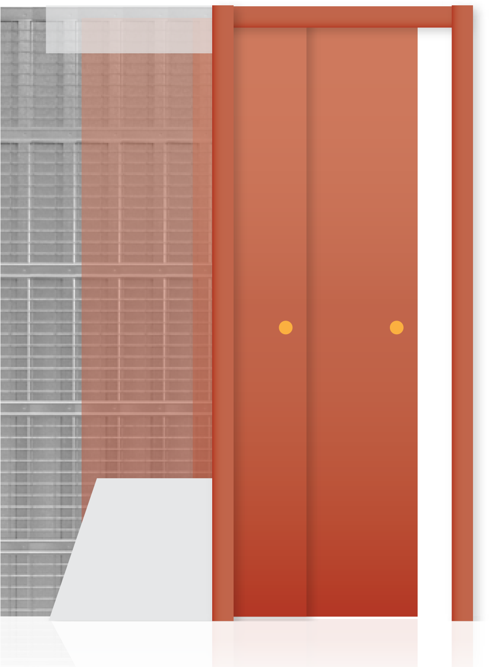 Controtelaio per porta scorrevole ad anta a trascinamento su intonaco