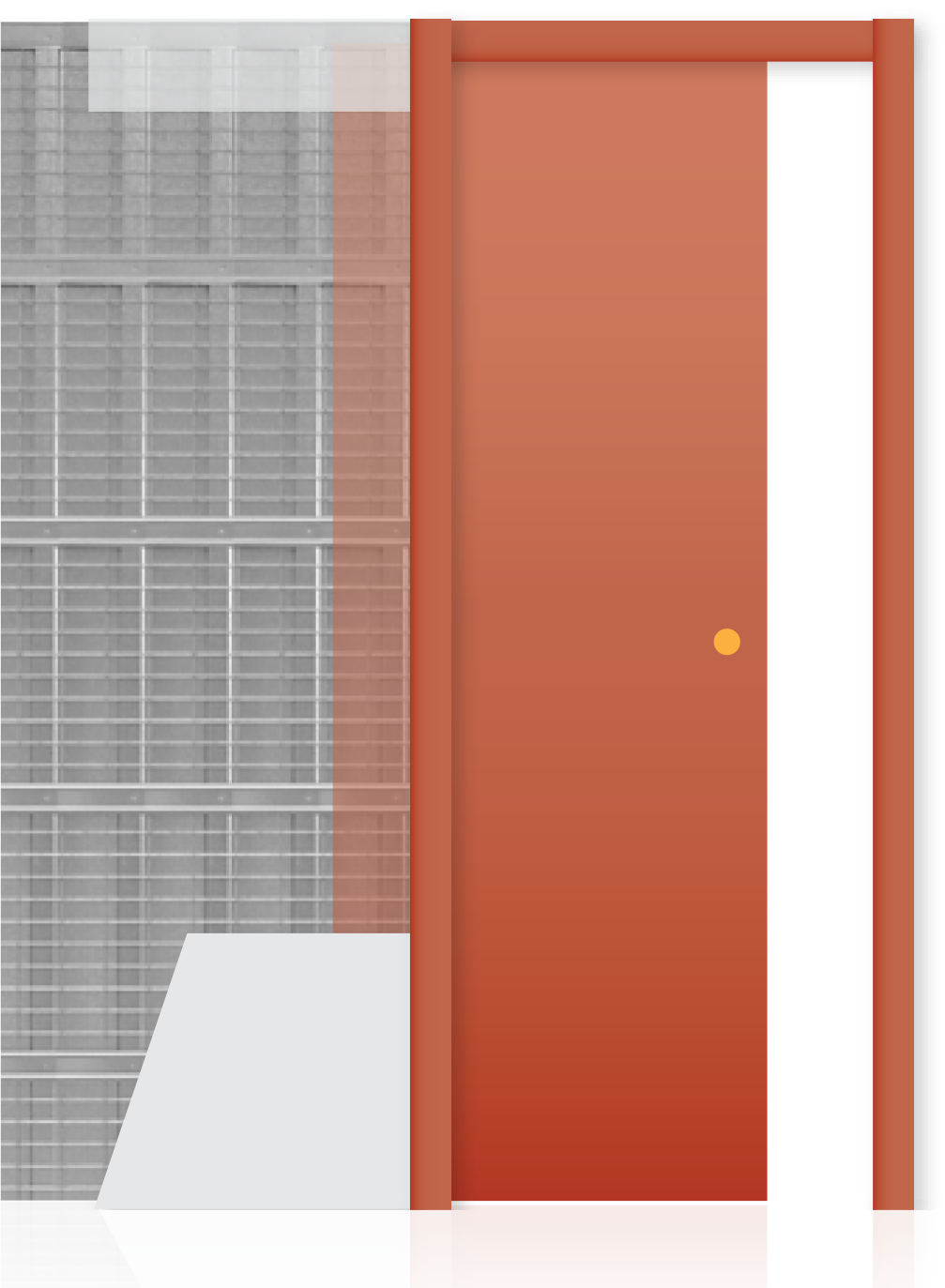 Controtelaio per porta scorrevole ad anta singola su intonaco