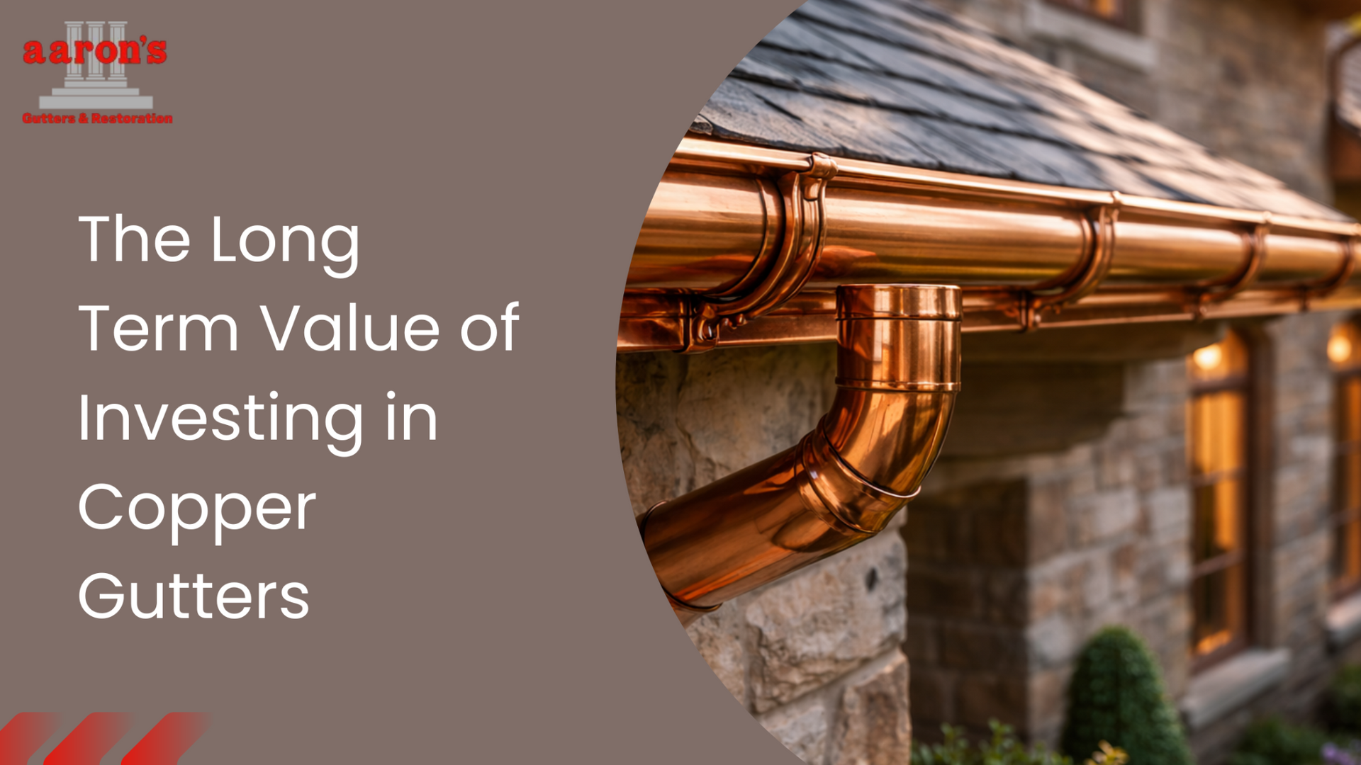 Copper gutter system installed on a residential property