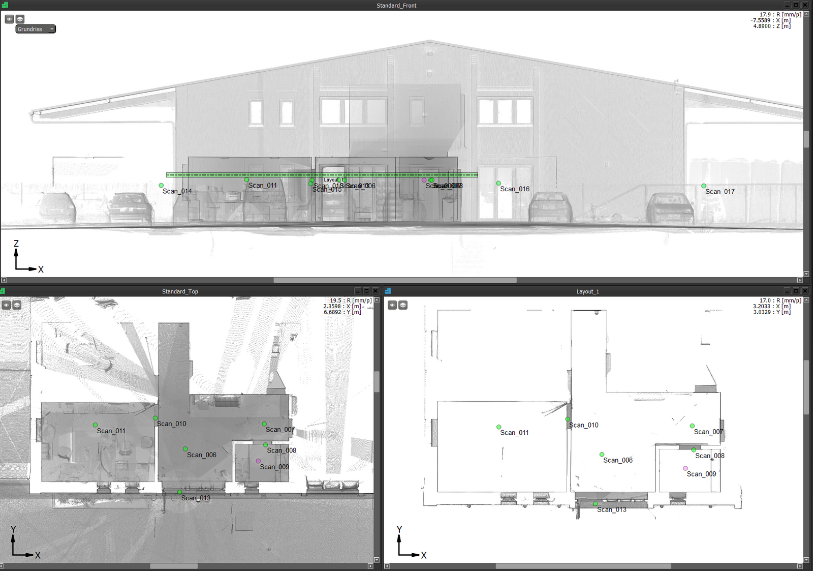THYEN Digitale Aufmaße | Eine schwarz-weiße Zeichnung eines Gebäudes und ein Grundriss