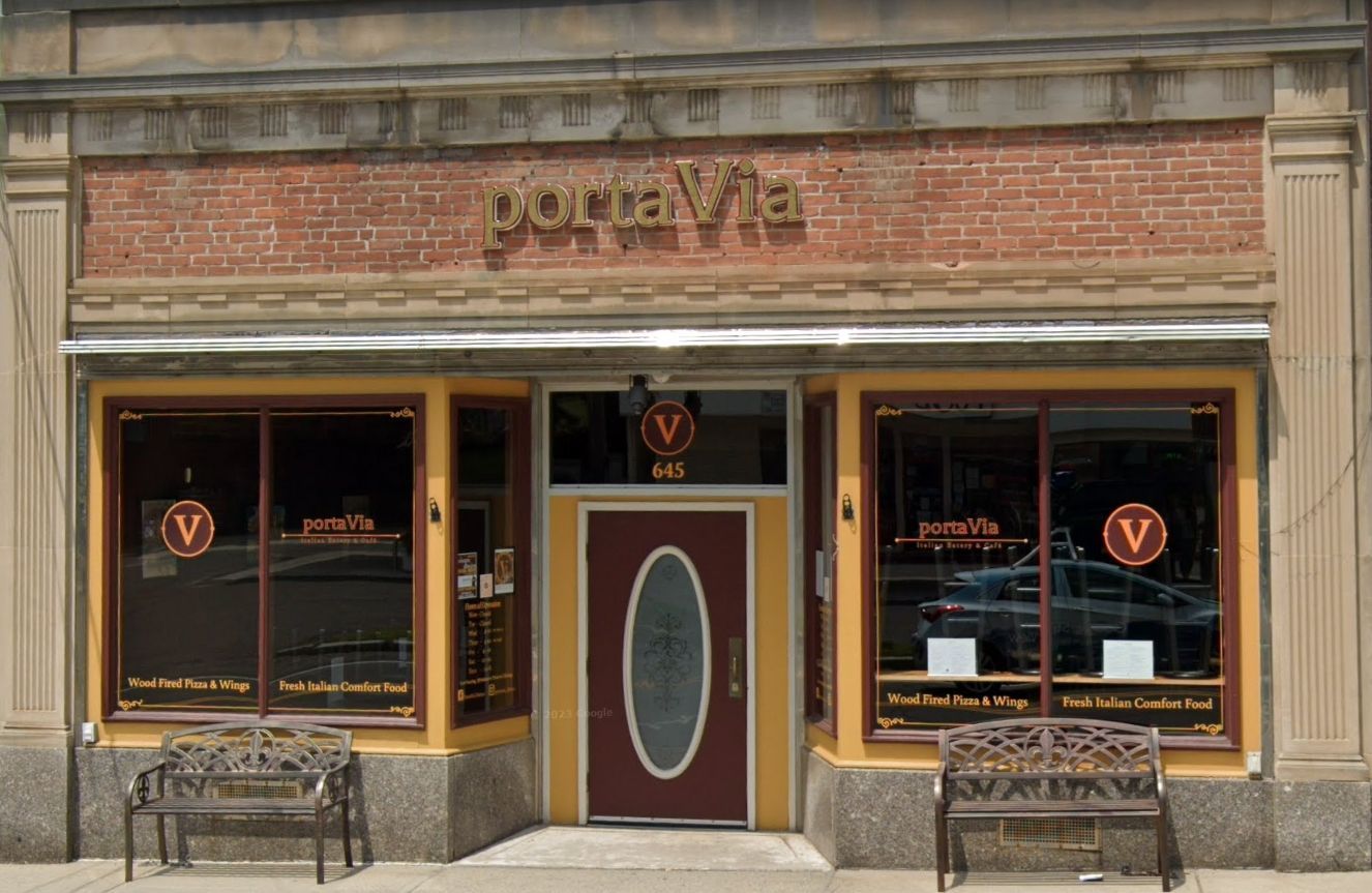 A brick building with the word poltava on it