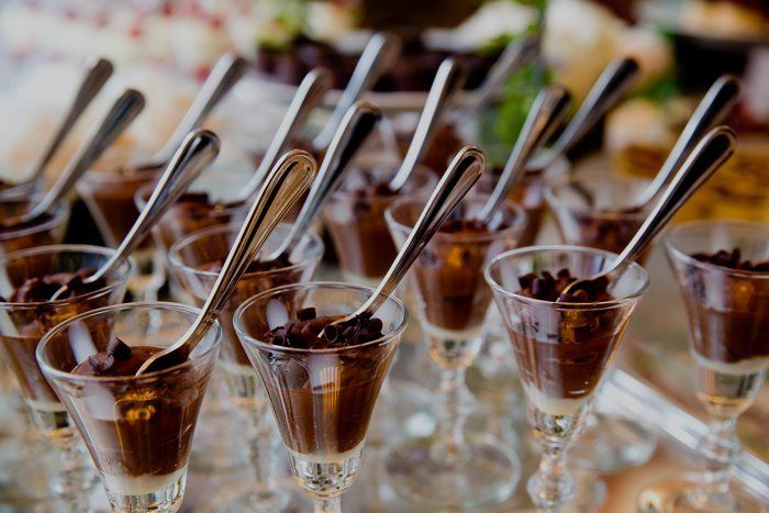 Wedding Catering — Chocolate Mousse in Fancy Glasses on Catering Table in Dallas, TX