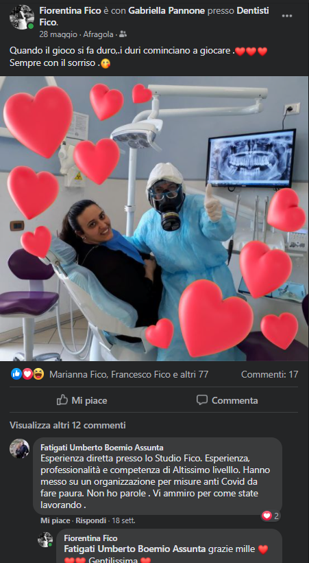 Commento ad un post che ci ritrae a lavoro durante l'emergenza Covid. Recita: 