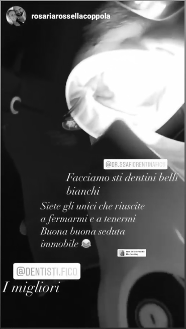 Recensione dello studio Fico da un paziente su facebook nel corso di un trattamento sbiancante. Recita 