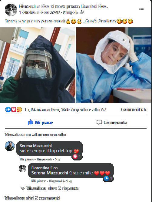 Commento ad un post Facebook che fa vedere le nostre misura anticovid. Recita 