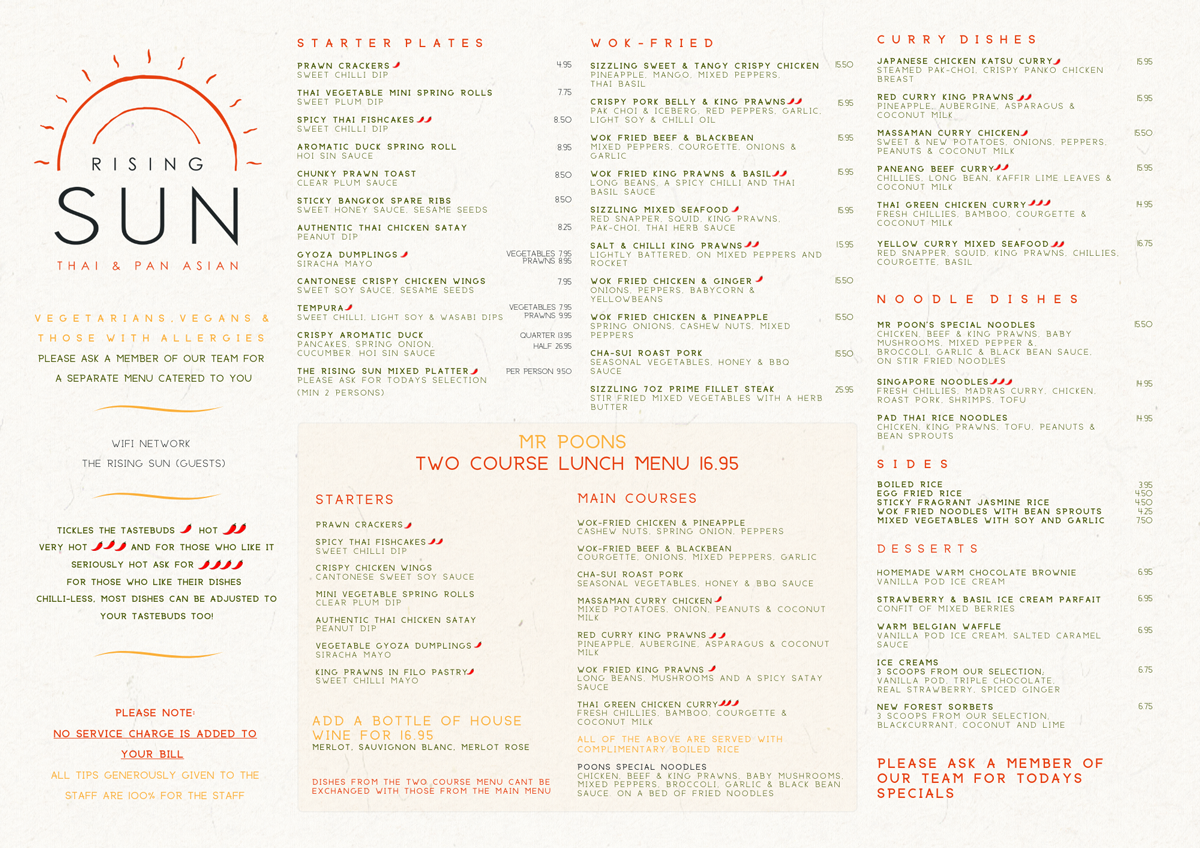 Rising sun christchurch thai lunch menu