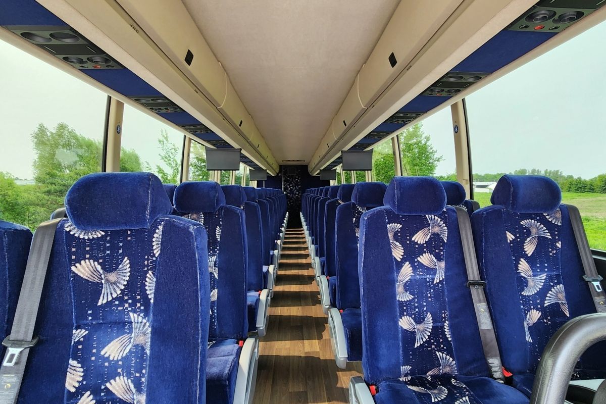 inside bus looking toward the back