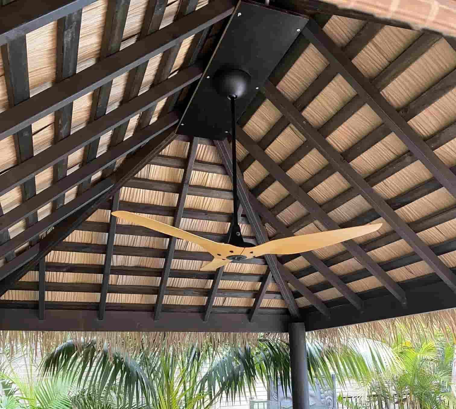 A Ceiling Fan is Hanging From the Roof of a Gazebo — Cool Heat Air Conditioning in Albion Park, NSW