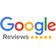 Google Reviews logo with five gold stars under the multicolored Google wordmark