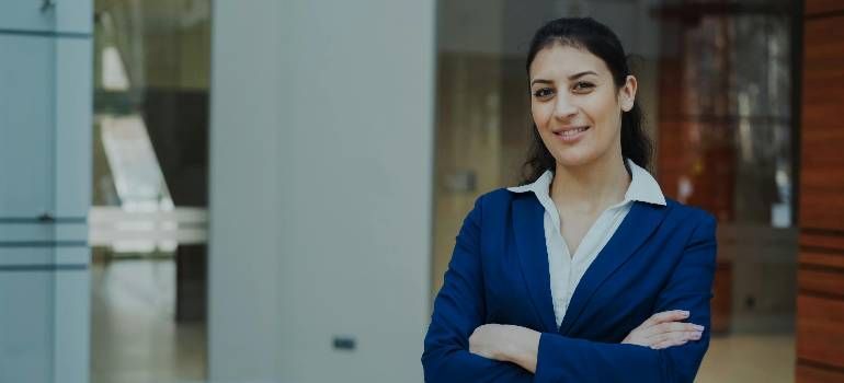 Professional woman planning details for moving to Amherst MA