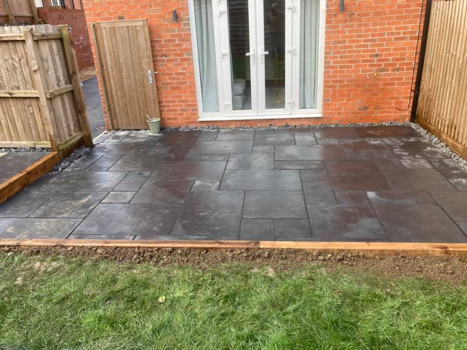 dark grey paved patio
