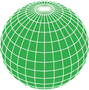 A green globe with a white grid around it