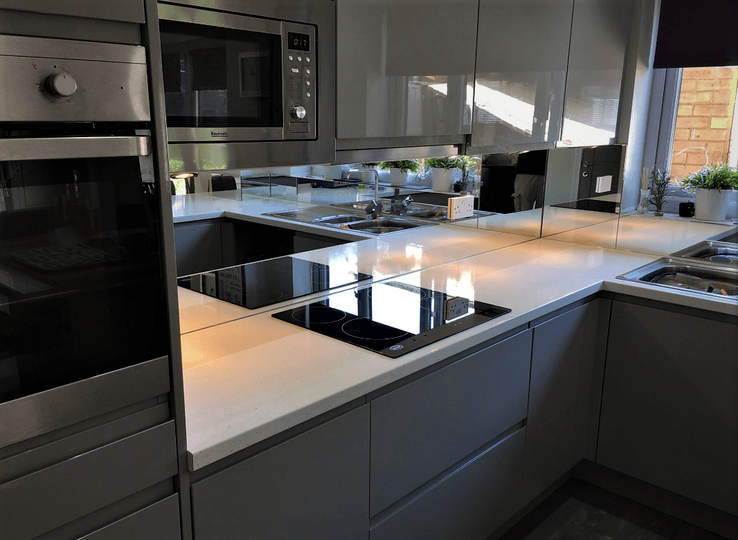 Grey mirrored splashbacks