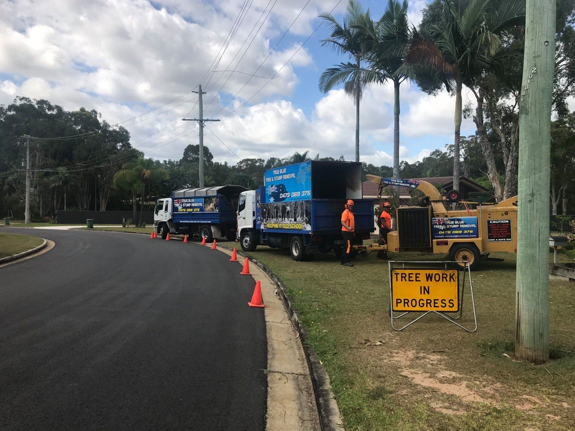 Tree Work in Progress Sign — Buderim, QLD — True Blue Tree and Stump Removal