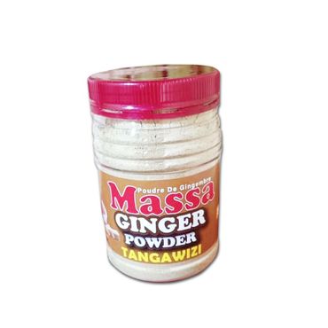 A jar of massa ginger powder with a pink lid