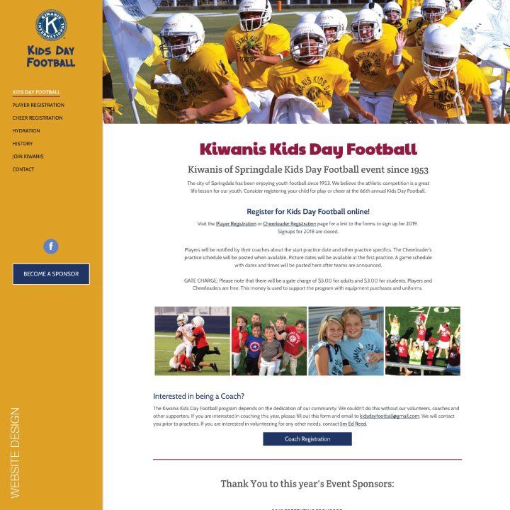 kiwanis kids day football website design