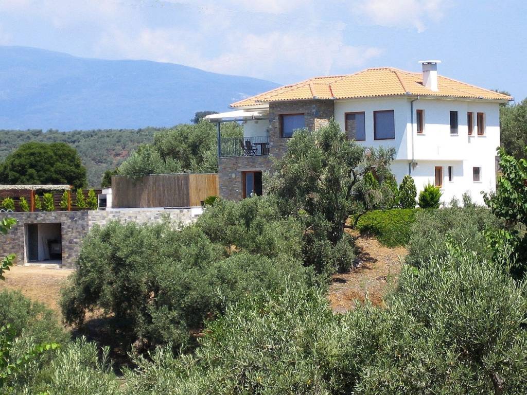 Distant view of villa and swimming pool
