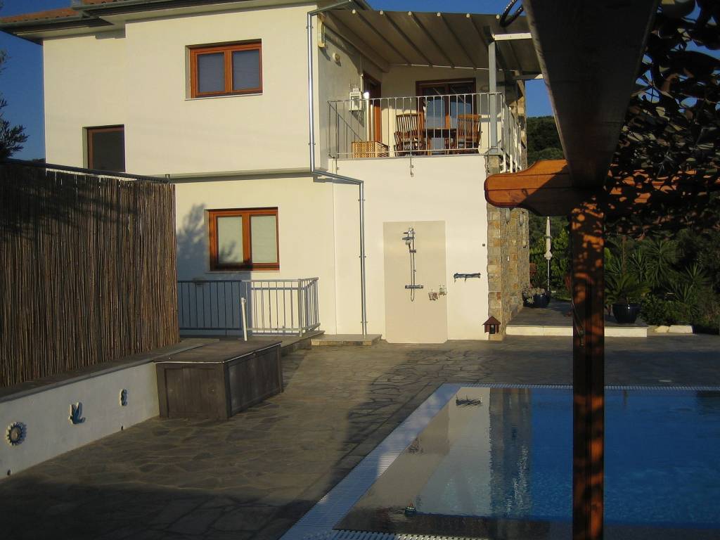 View of villa from the swimming pool