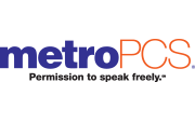 MetroPCS logo with blue "metro" text and orange "PCS" text. "Permission to speak freely." tagline below.