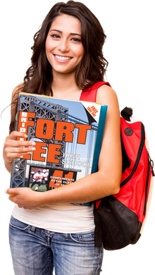 Woman smiling, holding