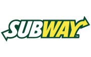 Subway logo: Green and yellow text with a sandwich arrow pointing left and right.