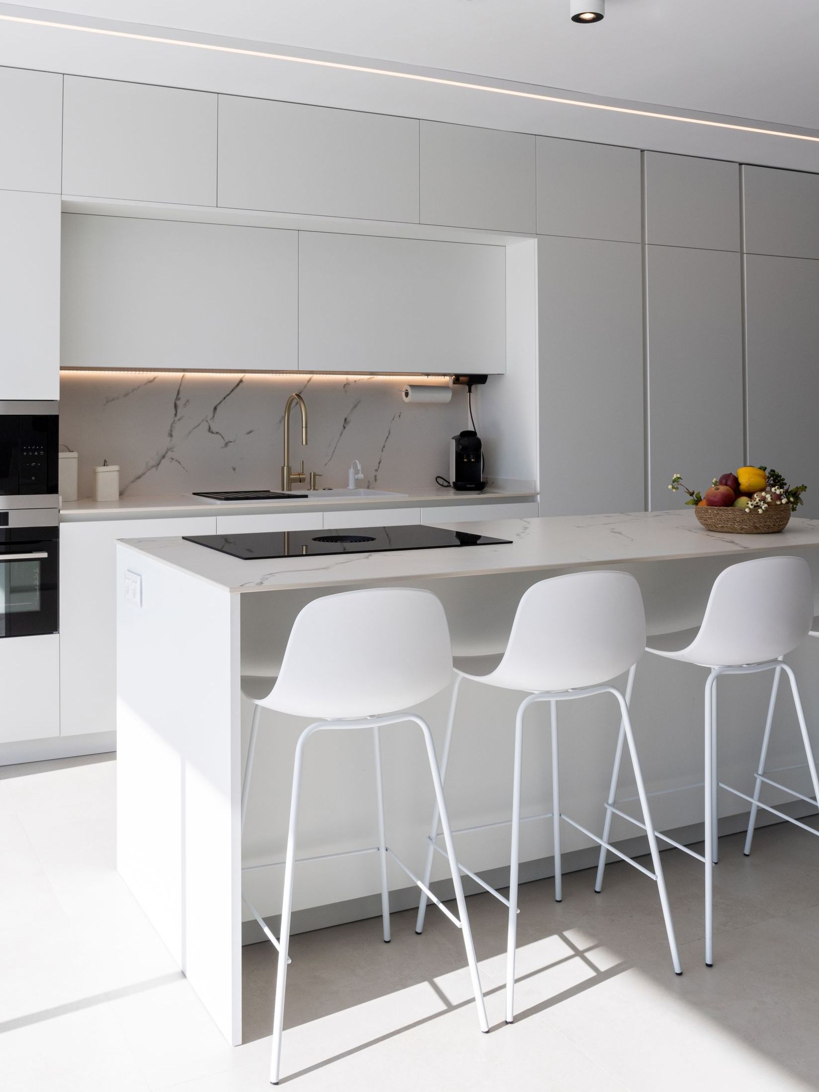 modern kitchen with chairs