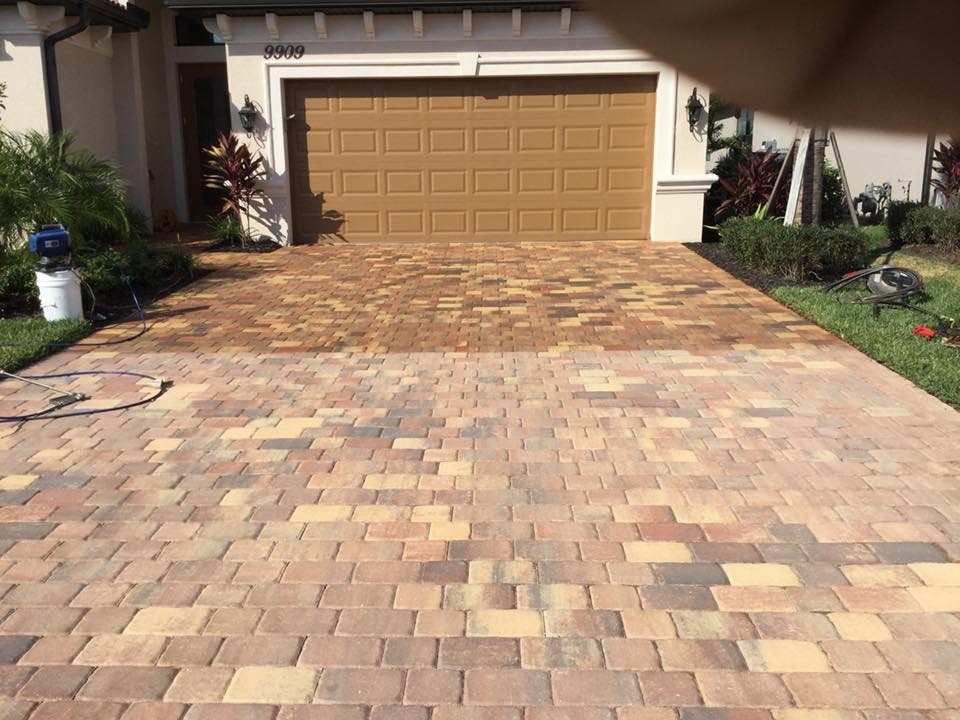 Pressure Wash — Shining Driveway After Power Wash in Fort Myers, FL