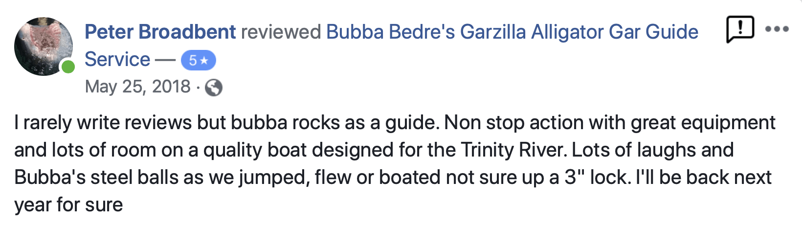 Facebook review of a service with a profile picture, text, and comment icon.