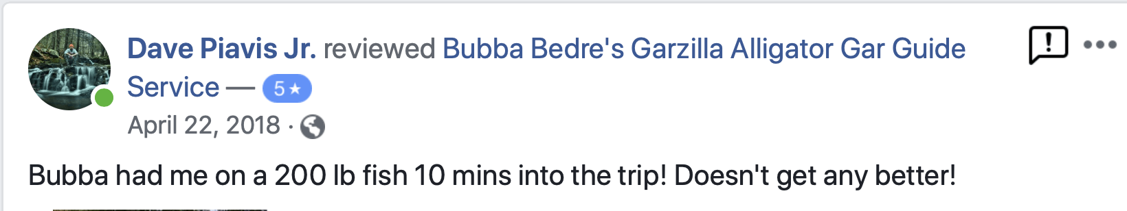 Facebook post by Devin Rini. Text says he's on a trip. The post is dated April 09, 2015.
