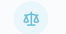Blue scales of justice icon inside a light blue circle on a white background