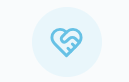 Blue heart icon with a fingerprint pattern inside a light blue circle