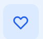 Blue heart outline icon on a light blue rounded square button