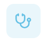 Blue stethoscope icon on a light blue rounded square background