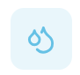 Light blue water droplet icon on a pale blue rounded square background